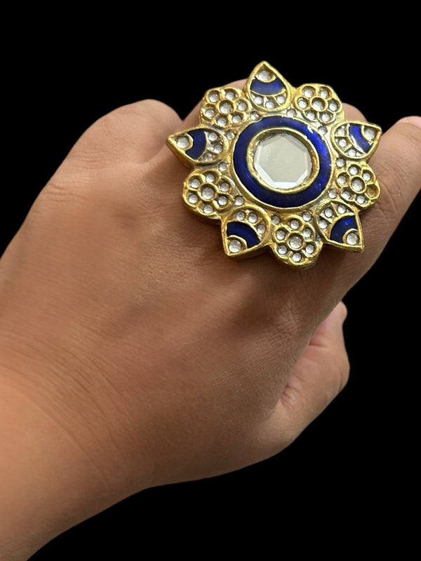 DJR59 Dua arsi with meenakari ring - blue  ( READY TO SHIP )