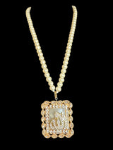 PS534 caligraphic pendant set with quartz stone in pearls ( READY TO SHIP )