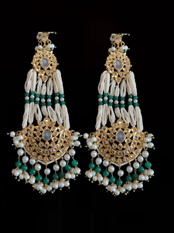 DER84 Lana jhoomar earrings - emerald   ( SHIPS IN 4 WEEKS )