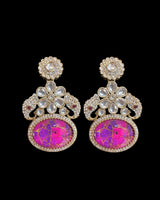 Quartz earrings - hot pink     ( READY TO SHIP )