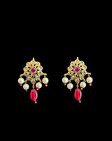 gold plated pendant set in Ruby with pearl strings  ( READY TO SHIP )