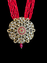 PS535 Kundan mala with red beads ( READY TO SHIP )