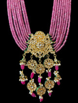 DLN104 Shahreen kundan rani haar in pink beads   ( READY TO SHIP)