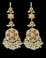 Gold plated earrings tika set in pearls ( READY TO SHIP )