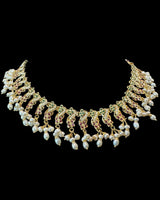 Ruby Emerald Pearl Necklace Set | 92.5 Silver Gold-Plated ( READY TO SHIP )