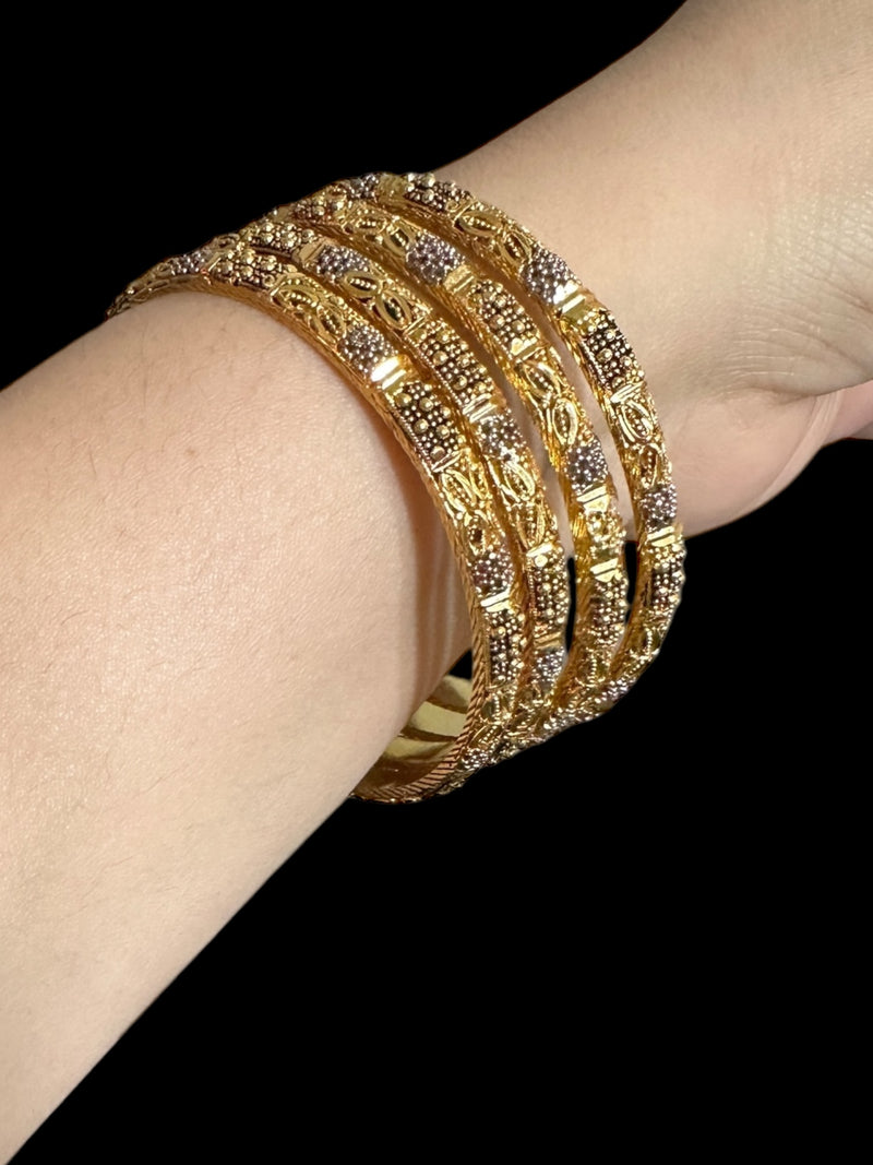 B105 gold plated bangles - set of 4 ( READY TO SHIP )