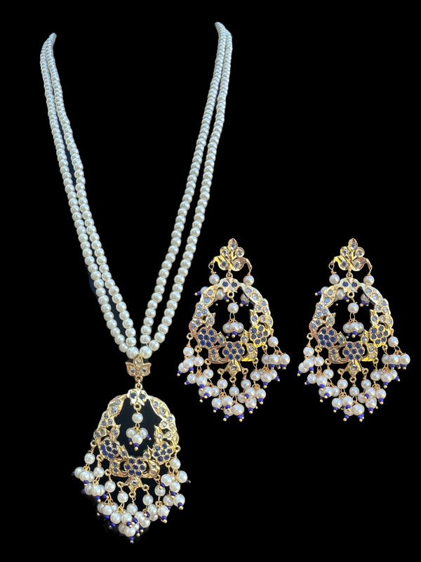 PS364 Madhuri blue   pendant set ( SHIPS IN 2 WEEKS  )