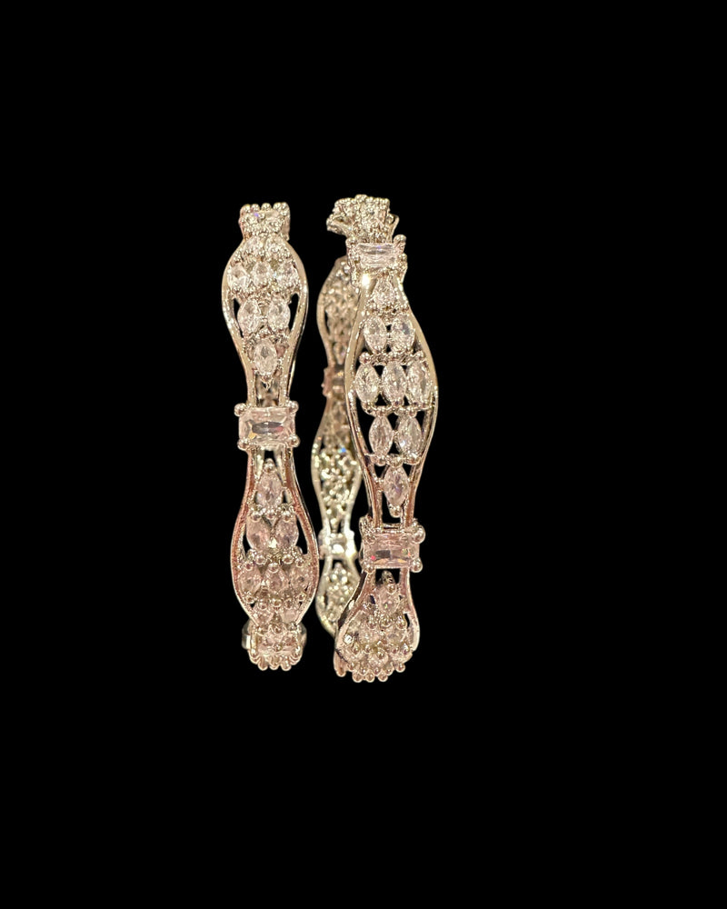 B816 Silver-Plated Cubic Zirconia Bangles ( READY TO SHIP )