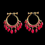 DER88 Neda natural ruby beads  chandbali( SHIPS IN 4 WEEKS )