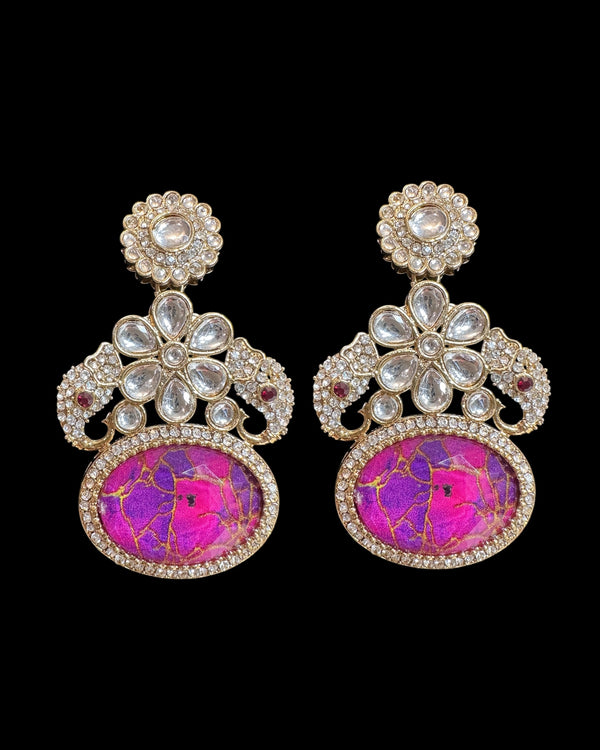 Quartz earrings - hot pink     ( READY TO SHIP )