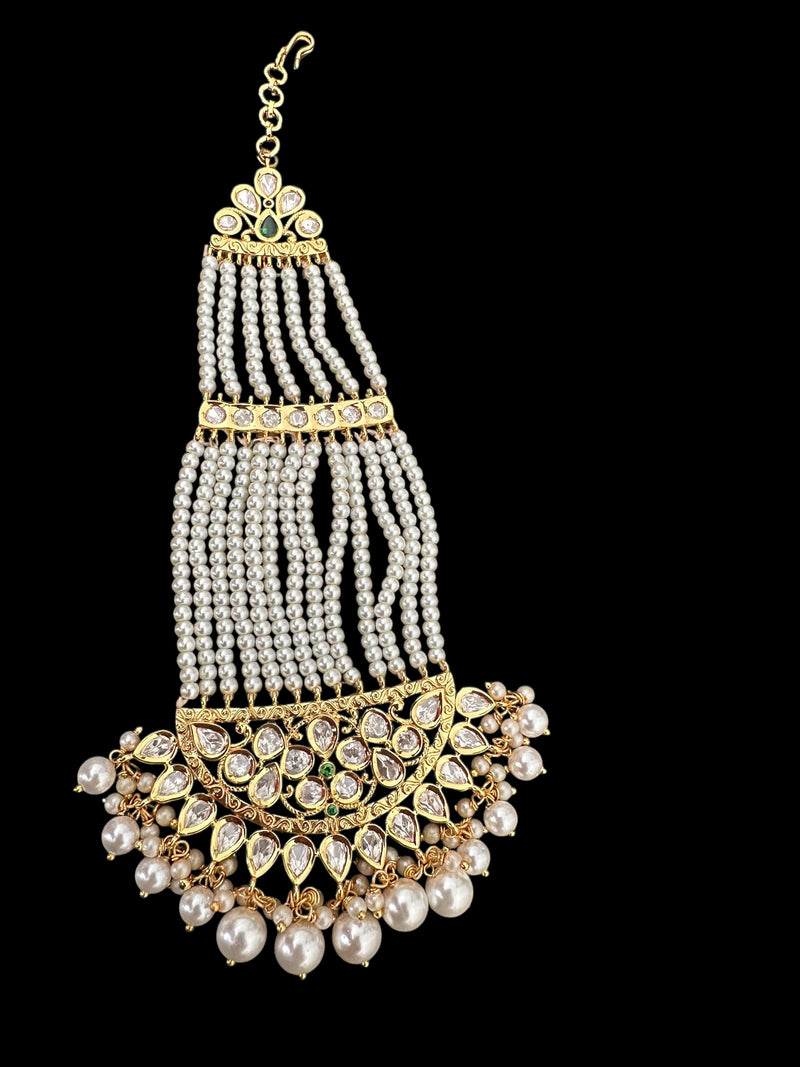 DJHR148 Gold plated high quality Polki jhoomar - Green ( READY TO SHIP )