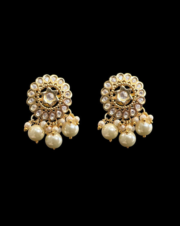 Polki choker earrings set with pearls ( READY TO SHIP )