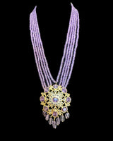DLN134 Gold -Plated Necklace earrings  with Amethyst Beads ( READY TO SHIP )