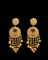 DNS506 Gold-Plated Traditional Necklace Set with Golden Pearls & Chandbali Earrings
