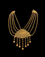 DNS506 Gold-Plated Traditional Necklace Set with Golden Pearls & Chandbali Earrings