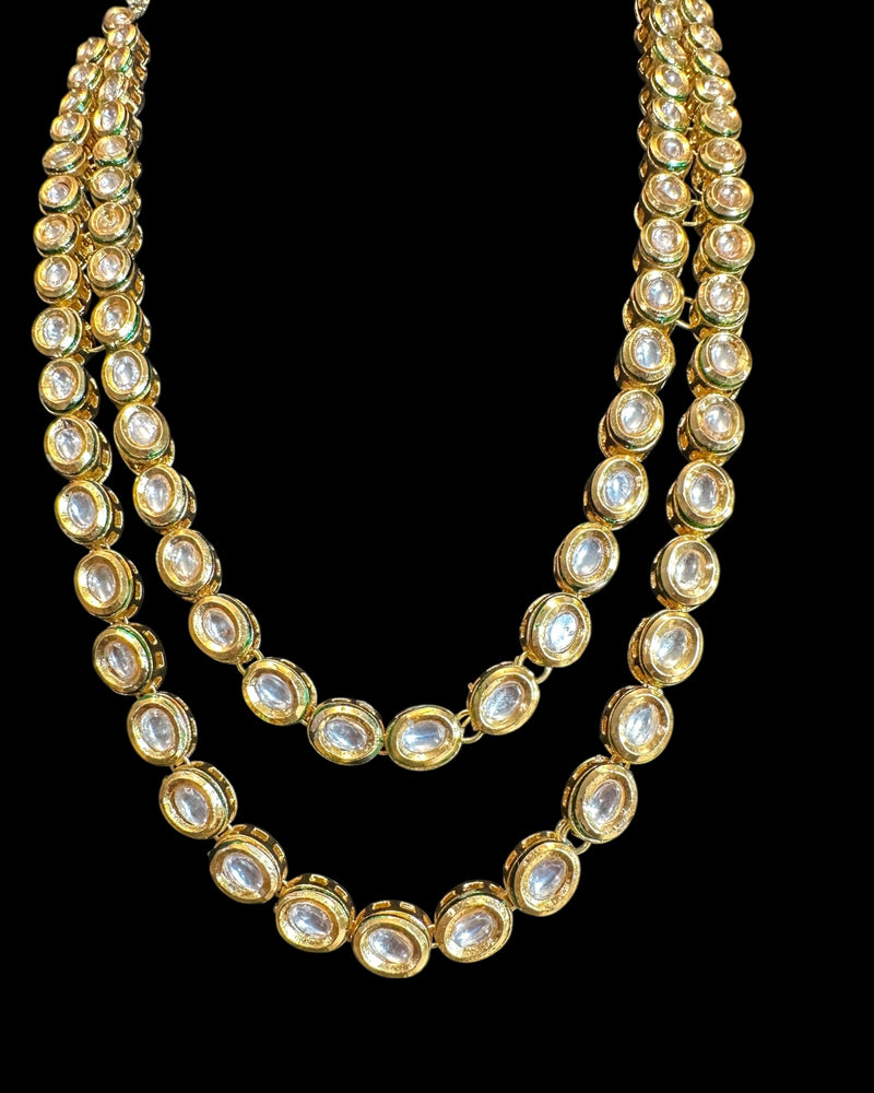 DNS208 Afsa Two-Layered Kundan Necklace – Handcrafted Bridal Gold-Plated Set with Meenakari Work ( READY TO SHIP )