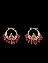 DER134 Hosna  gold  plated chandbali - red   (READY TO SHIP)