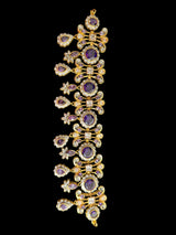 High quality cz  necklace set with tika - purple, Gold plated ( READY TO SHIP )