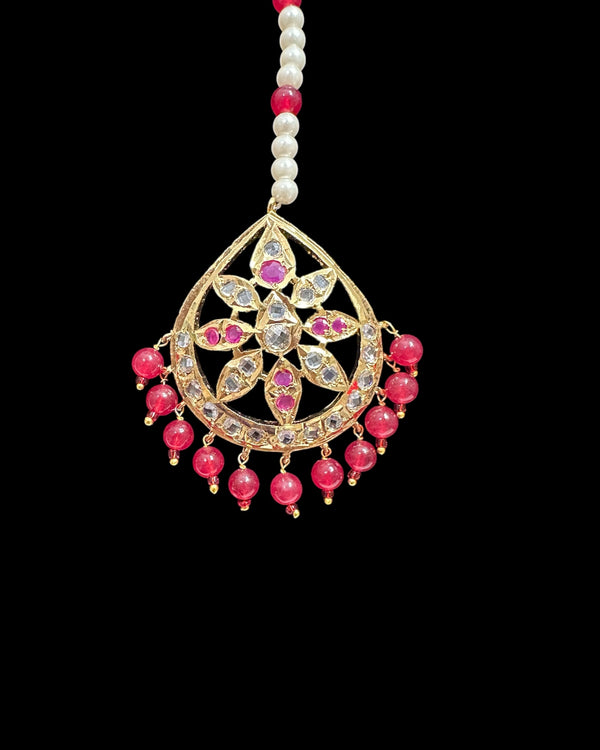 DJTK371 ✨ Ruby CZ Polki Gold-Plated Tika – Traditional Elegance ( READY TO SHIP )