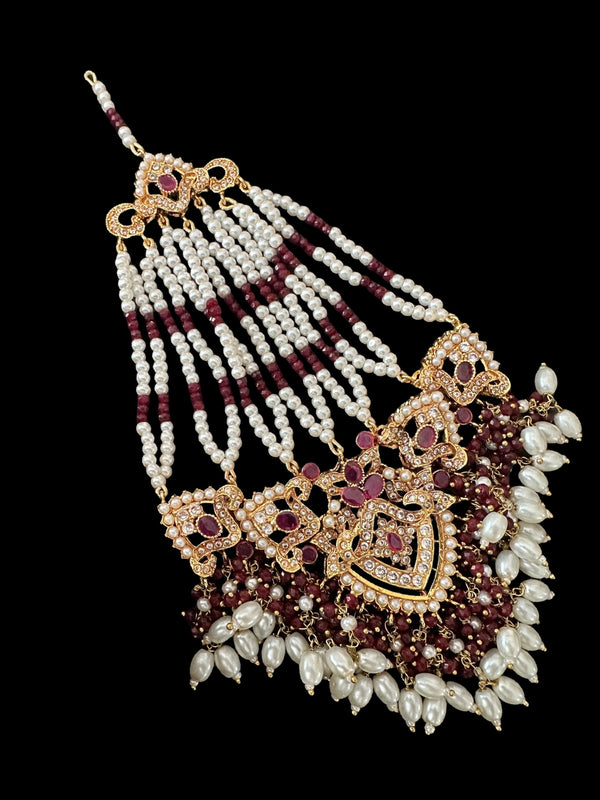 MAHAM jhoomar tika in ruby ( READY TO SHIP )