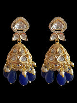 DER713  high quality polki earrings - Blue ( READY TO SHIP)