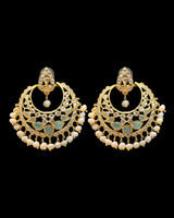 DER912 Noor Emerald Freshwater Pearl Chandbali Earrings – Gold-Plated Elegance ( READY TO SHIP )