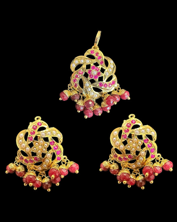 Jadau pendant - Ruby Pearl ( READY TO SHIP )
