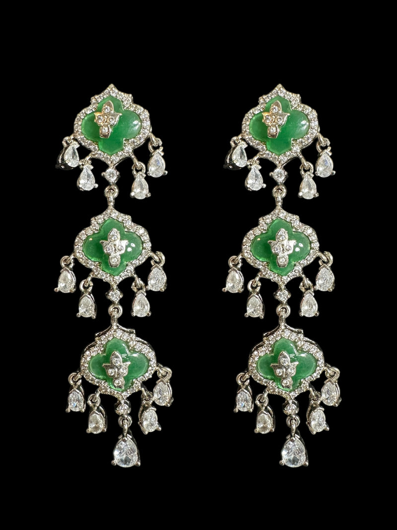 DER720 Mirha earrings gemstone with Cz ( READY TO SHIP )