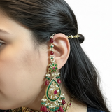 C597 Ruby, Emerald & Pearl Gold-Plated Choker Set | Semi-Precious Stones | Bridal Jewelry ( READY TO SHIP )