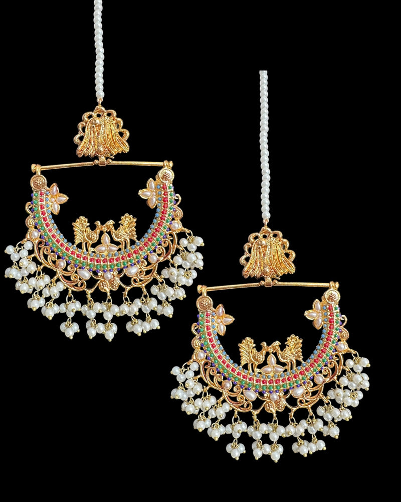 DER730 Gold plated Bali style earrings in multicolor ( READY TO SHIP )