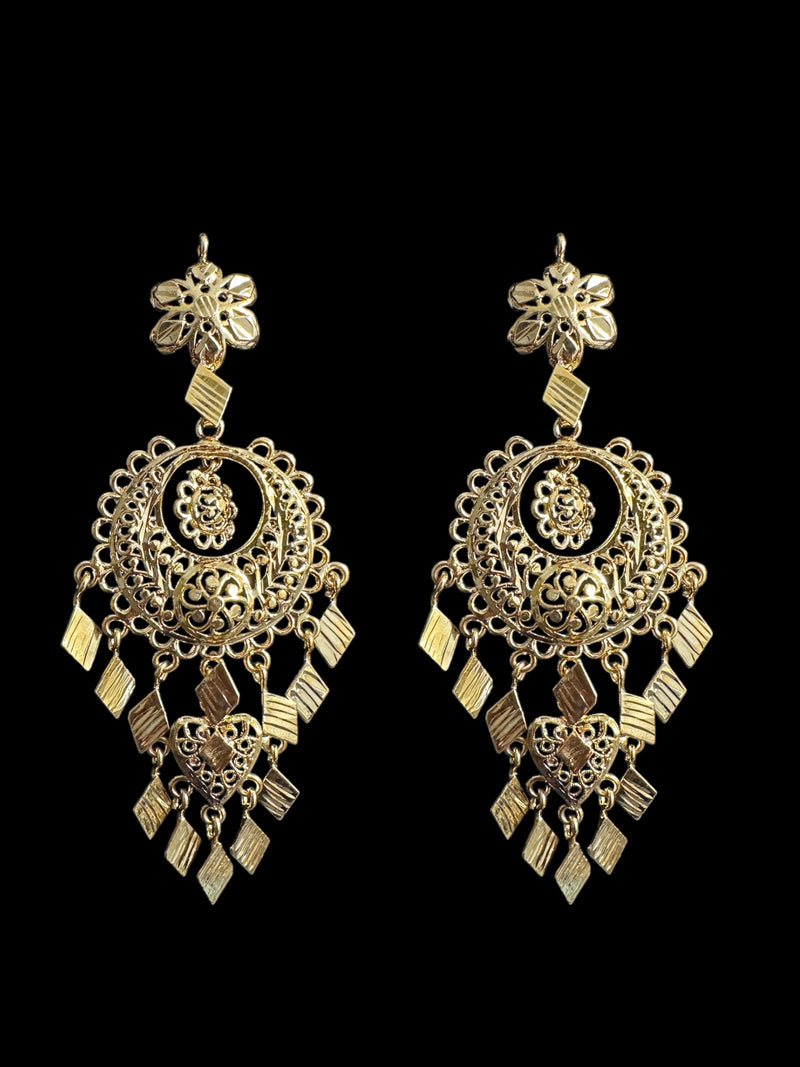 DER717 Inas gold plated chandbali ( READY TO SHIP )