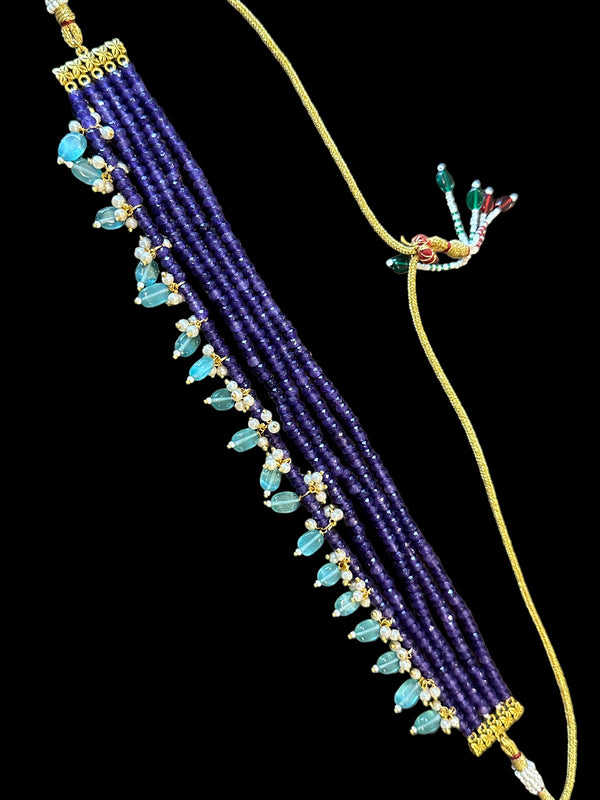 C322 beads choker purple with mint beads ( READY TO SHIP  )