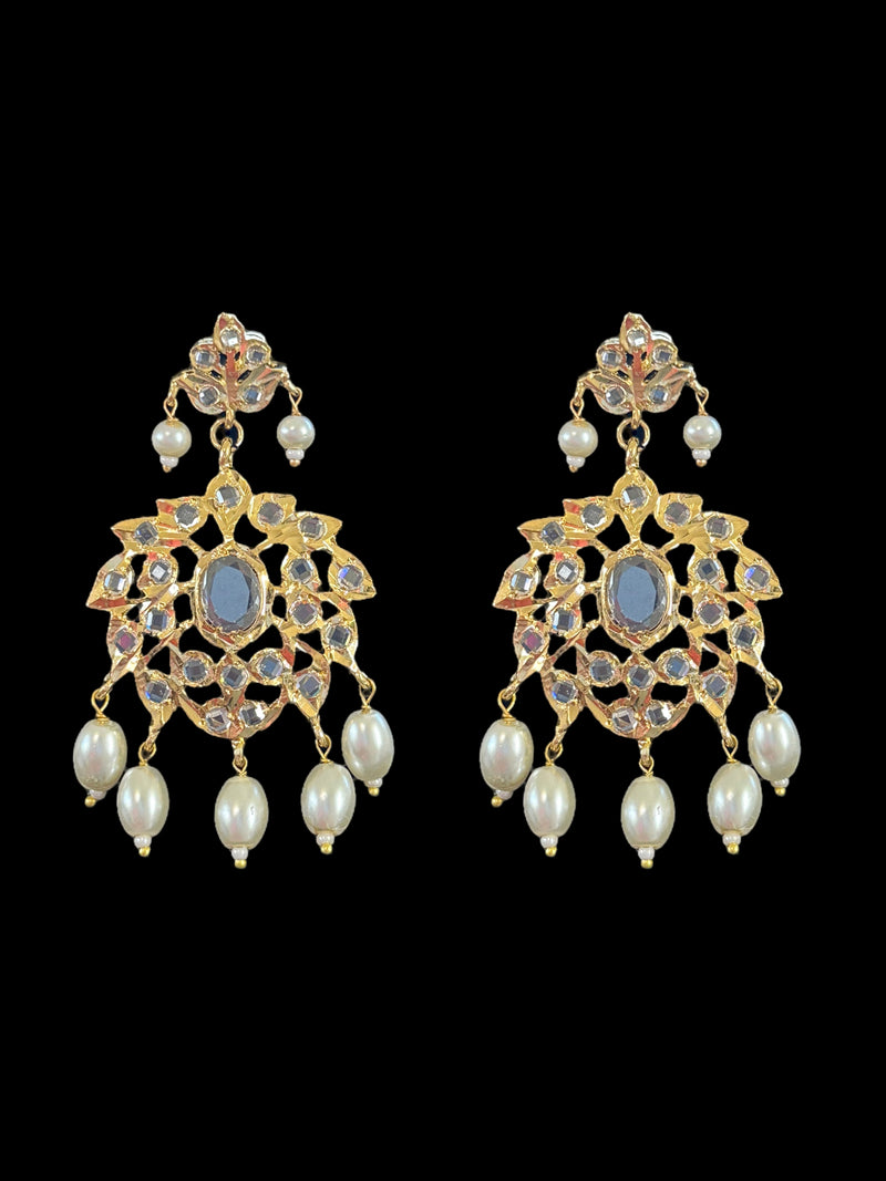 DER519 Hyderabadi gold plated earrings in pearls ( READY TO SHIP )