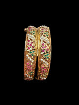 B197 Jadau  bangles ( ruby emerald   ) ( READY TO SHIP)