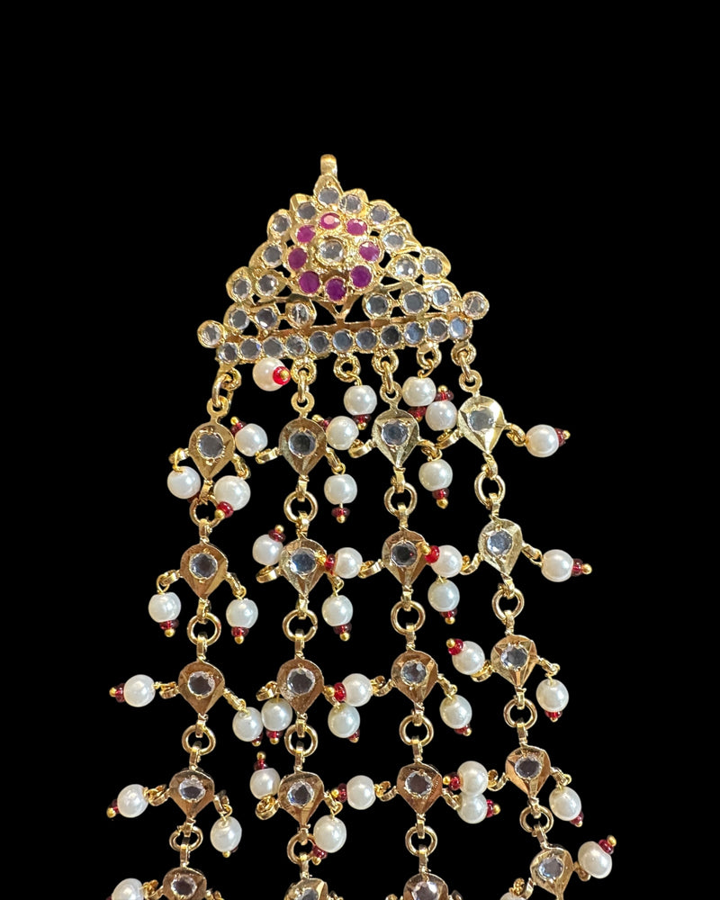 Manara Gold-Plated Jhoomar in Ruby ( READY TO SHIP )