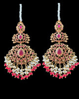 Zeba jadau earrings in ruby pearl ( READY TO SHIP )