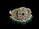 C330 Hyderabadi  choker set in green with jhumka ( READY TO SHIP )