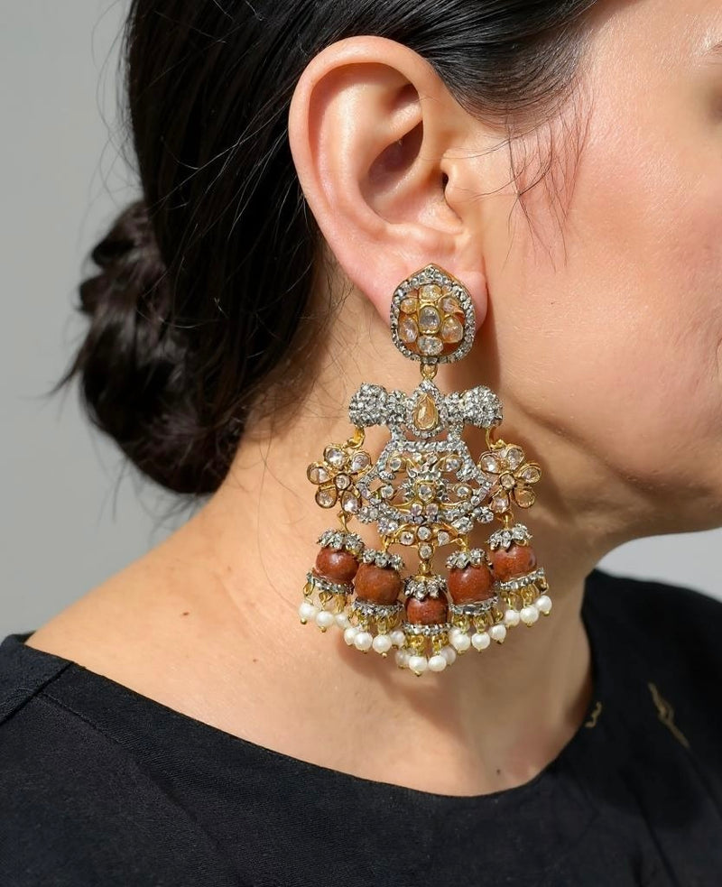 Laiha gold plated earrings - rusty orange ( READY TO SHIP )