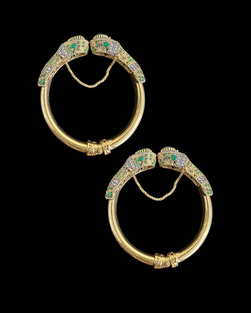 BG805 SALWA zircon bangles - Green openable ( READY TO SHIP )
