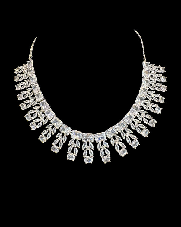 Silver plated  necklace set - clear  ( READY TO SHIP )