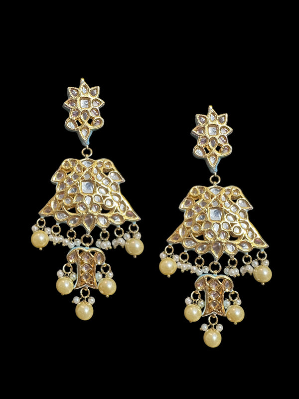 Kundan meena earrings - turquoise( READY TO SHIP )