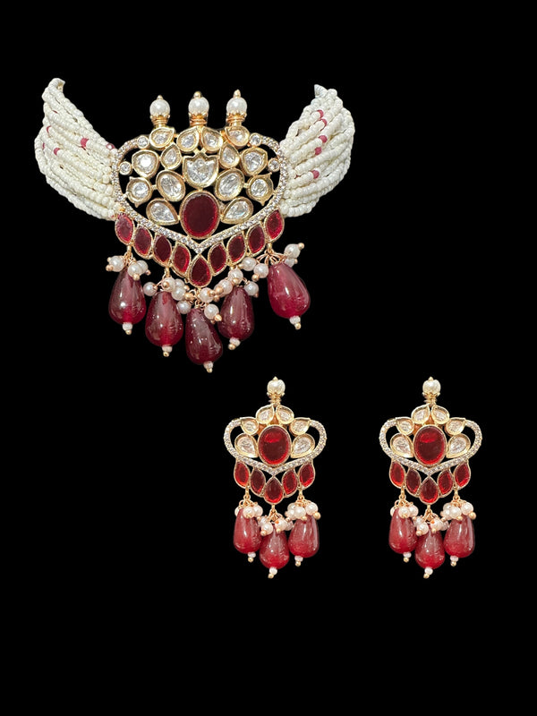 C501 Polki choker set -Red / Ruby ( READY TO SHIP )