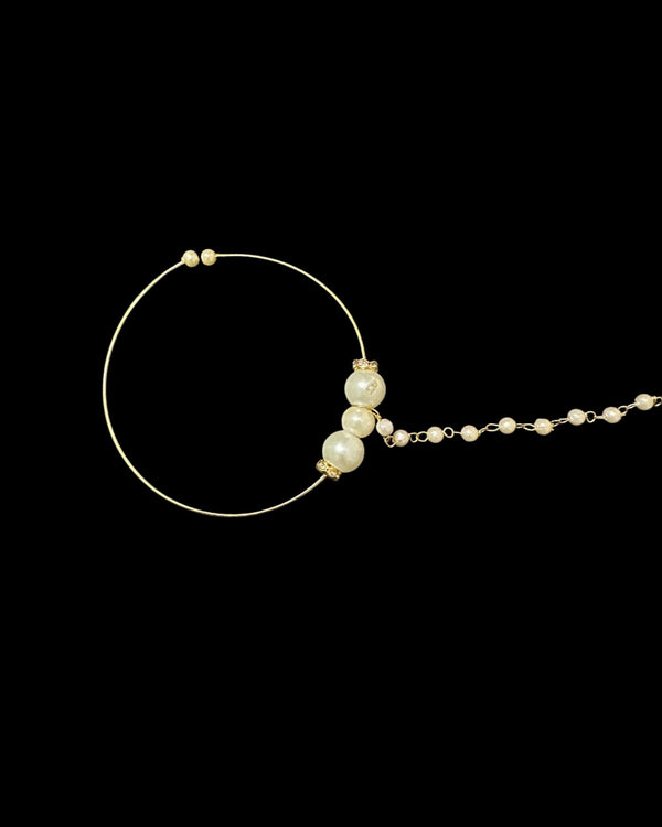 Gold-Plated Pearl Bridal Nosering with Chain ( READY TO SHIP )
