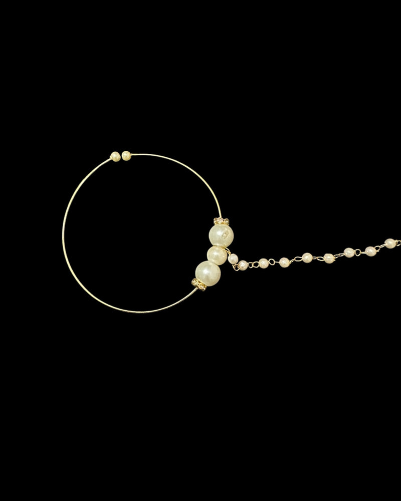 Gold-Plated Pearl Bridal Nosering with Chain ( READY TO SHIP )