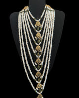 SAT116  Hyderabadi satlada in Fresh water pearls and emeralds ( READY TO SHIP )