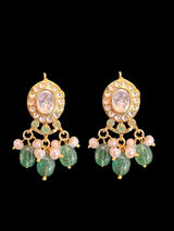DLN133 Moissanite & Emerald beads Long Mala with Freshwater Pearls – Gold-Plated l Necklace Set ( SHIPS IN 4 WEEKS  )