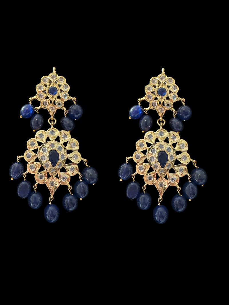 PS507 Alvira pendant set in sapphire blue with pearls  (READY TO SHIP)