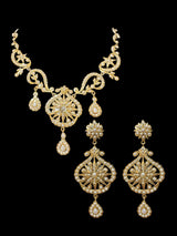 Gold plated silver necklace earrings set in fresh water pearls ( SHIPS IN 4 WEEKS )