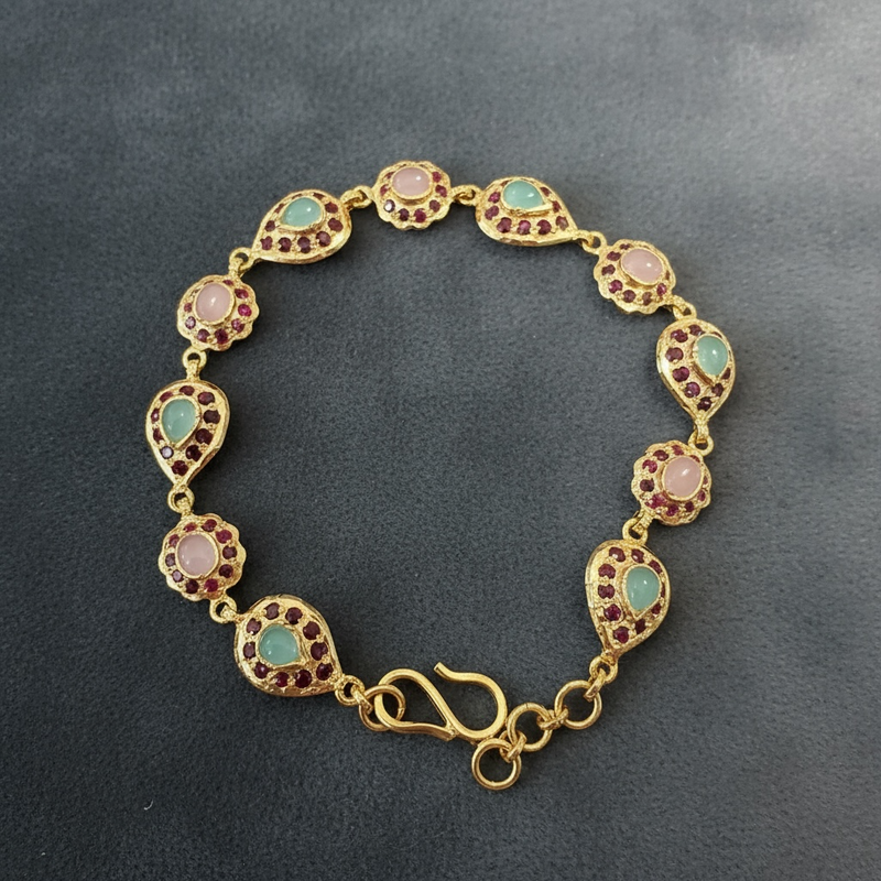 Ruby Rose Quartz & Aventurine Gold-Plated Silver Bracelet ( READY TO SHIP )