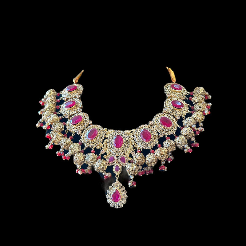 DNS92 Anika necklace in rubies  (READY TO SHIP)